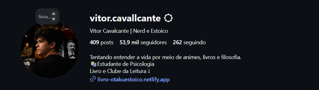 Print do perfil vitor.cavallcante no Instagram